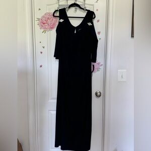 Navy Blue Cold Shoulder Maxi Gown